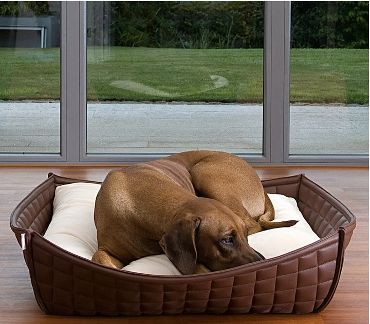 Luxury Faux Leather Orthopaedic Bowl Dog Bed