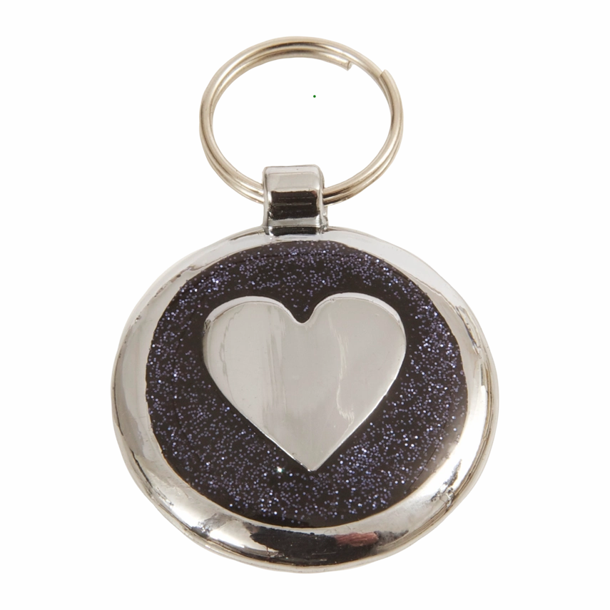 Luxury Glitter Black Glint Heart Designer Dog Tag Shimmer Range