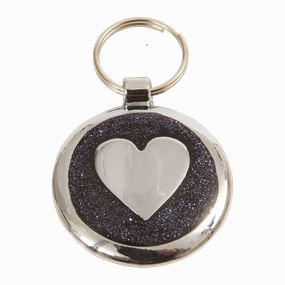 Luxury Glitter Black Glint Heart Designer Dog Tag Shimmer Range