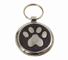 Luxury Glitter Black Glint Paw Print Designer Dog Tag Shimmer Range
