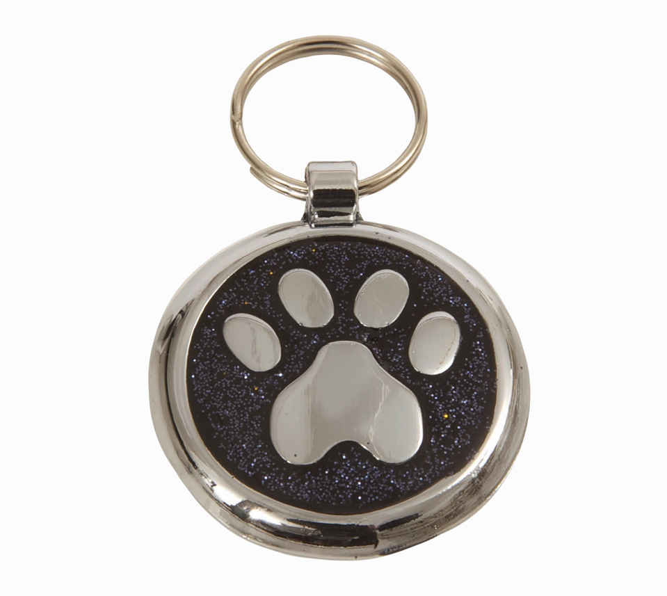 Luxury Glitter Black Glint Paw Print Designer Dog Tag Shimmer Range