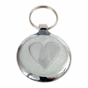 Luxury Glitter Silver Sparkle Heart Designer Dog Tag Shimmer Range