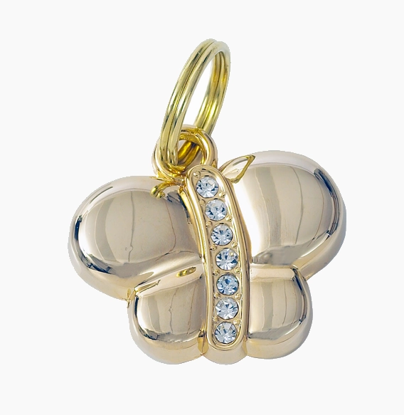 Luxury Gold Butterfly Designer Dog Tag