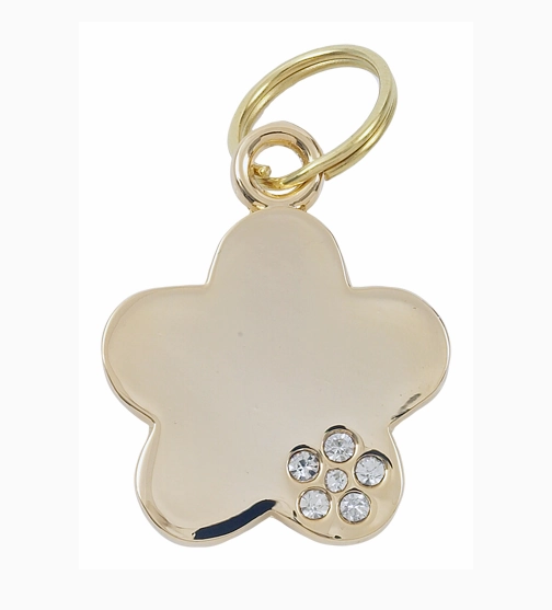 Luxury Gold Flower Designer Dog Tag