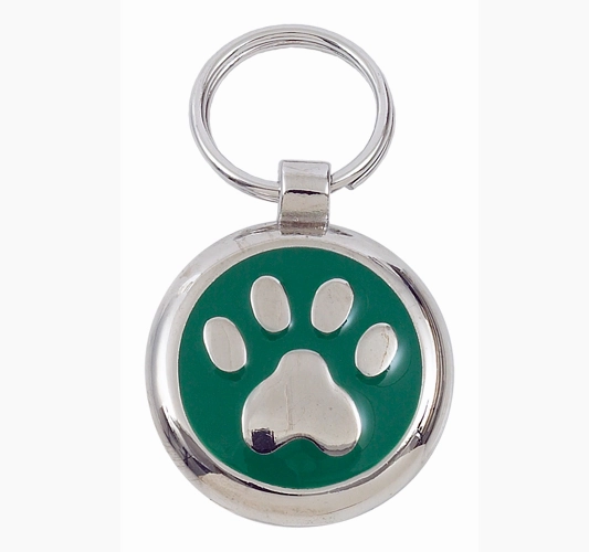 Luxury Green Paw Print Small 20mm Designer Dog Tag
