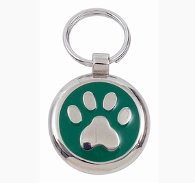 Luxury Green Paw Print Small 20mm Designer Dog Tag