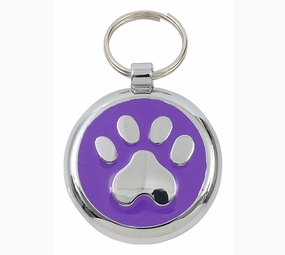 Luxury Lilac Paw Print Designer Dog Tag