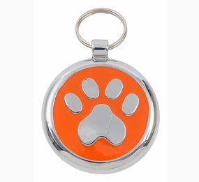 Luxury Orange Paw Print Small 20mm Designer Dog Tag