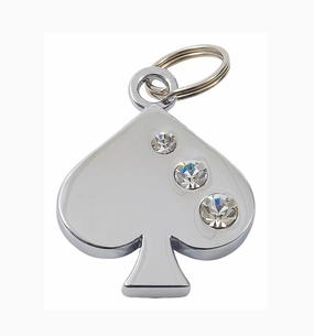 Luxury Silver Spade Designer Dog Tag