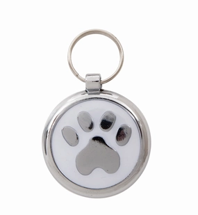 Luxury White Paw Print Small 20mm Designer Dog Tag