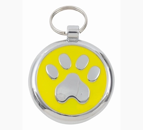 Luxury Yellow Paw Print Designer Dog Tag