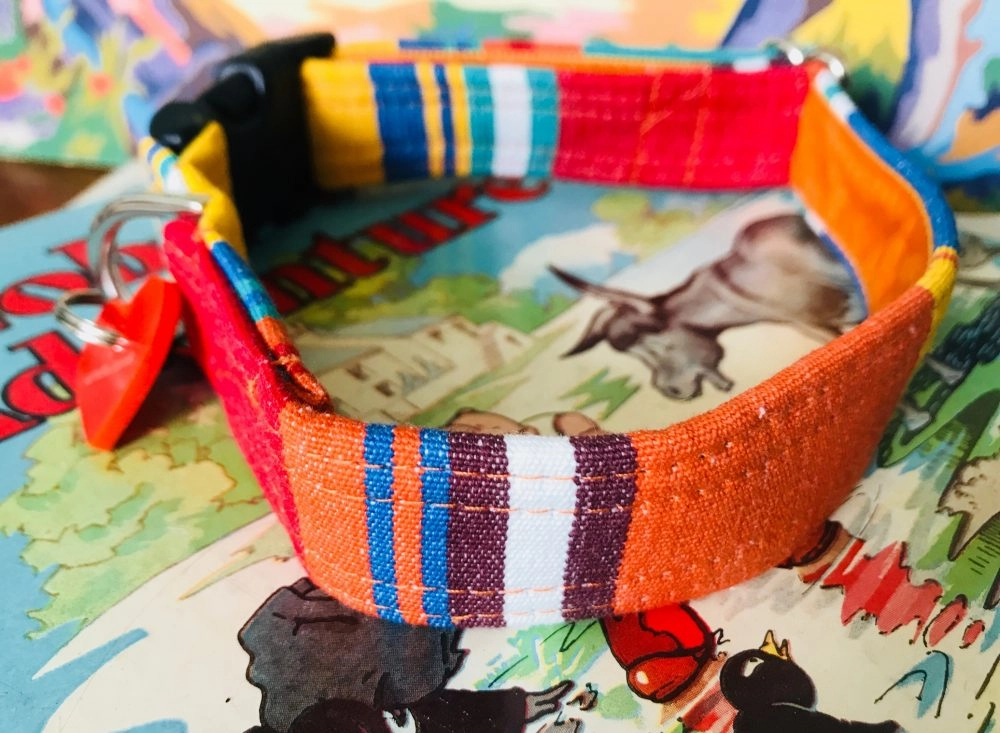 Margate Striped Velvet Lined Designer Dog Collar