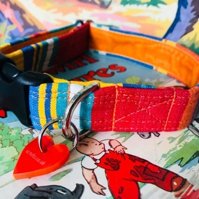 Margate Striped Velvet Lined Designer Dog Collar