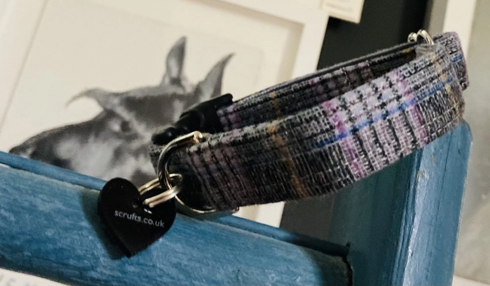 Marple Grey Heather Tweed Designer Dog Collar