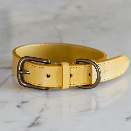 Mustard Full Leather Dog Collar