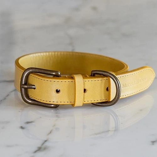 Mustard Full Leather Dog Collar