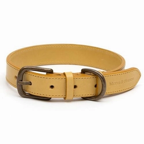 Mustard Full Leather Dog Collar
