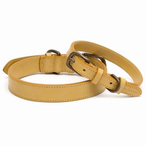 Mustard Full Leather Dog Collar