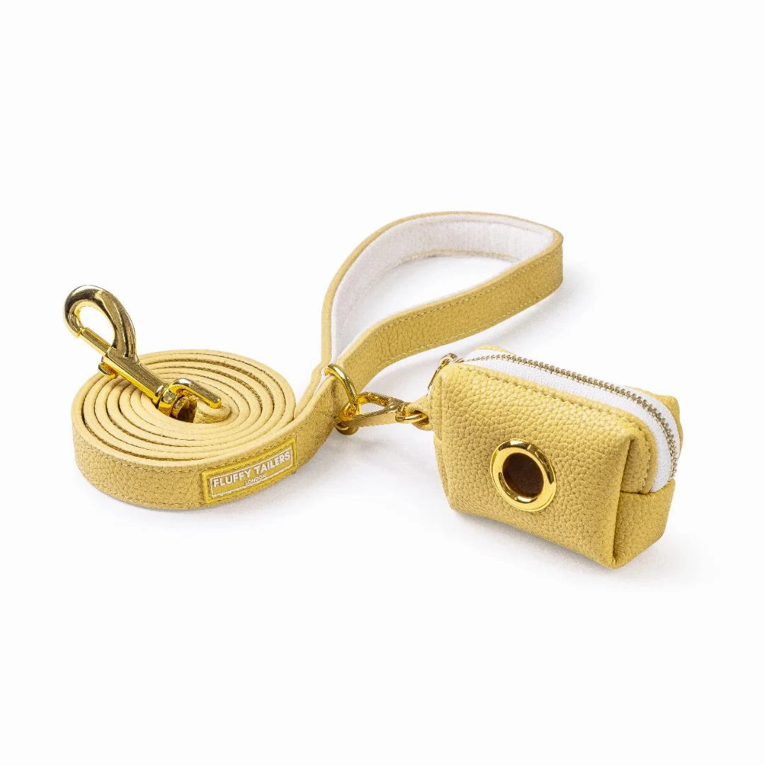 Mustard Vegan Leather Lead and Poo Bag Holder