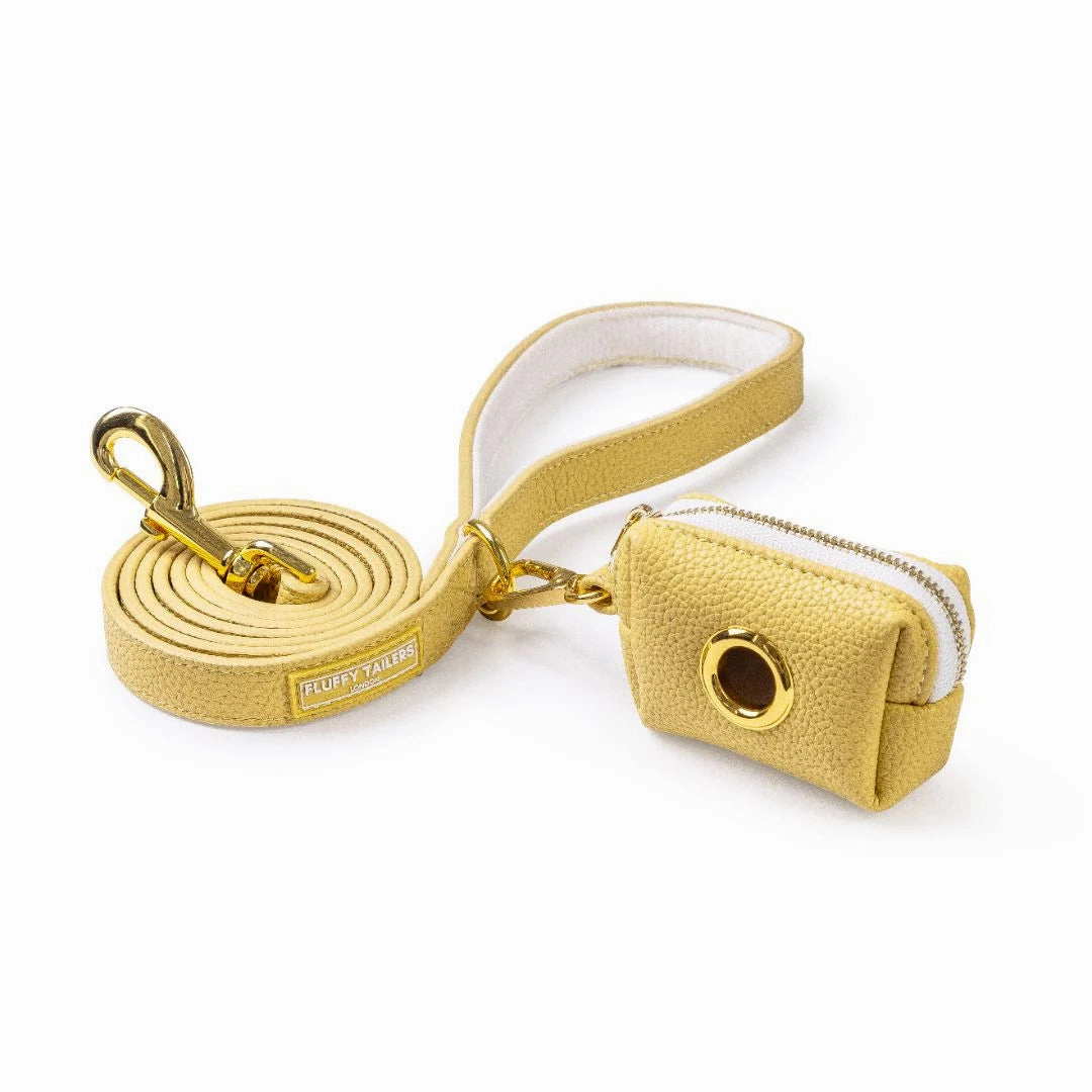Mustard Vegan Leather Lead and Poo Bag Holder