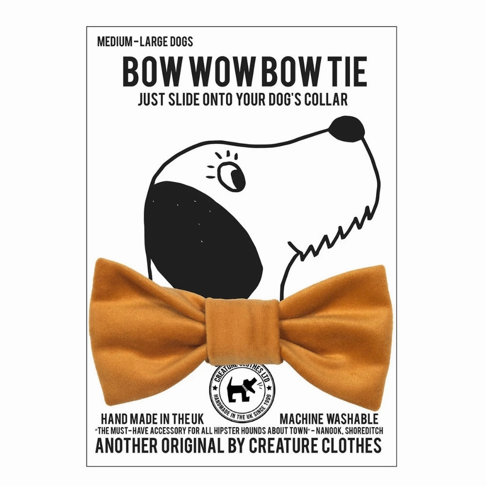 Mustard Velvet Dog Bow Tie