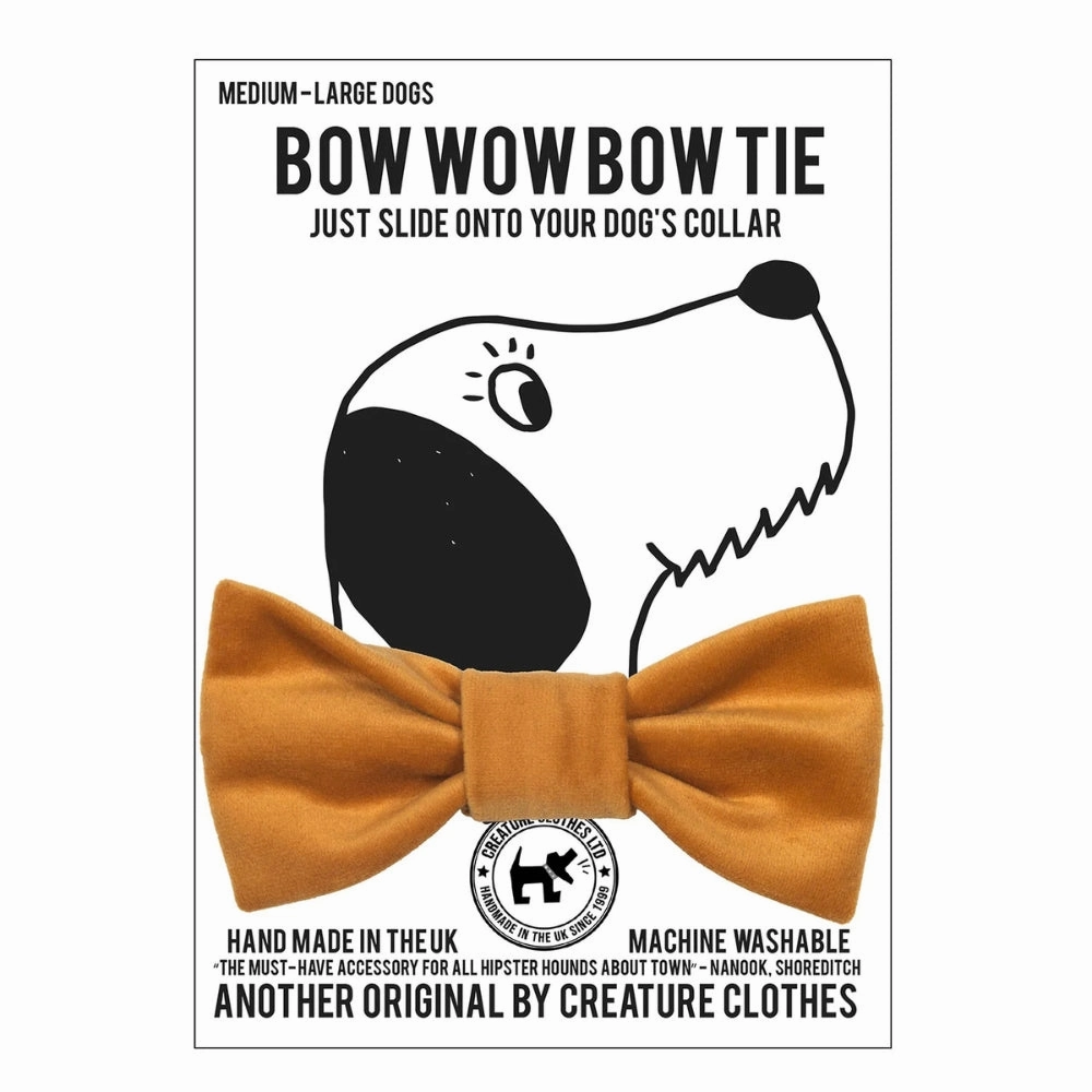 Mustard Velvet Dog Bow Tie