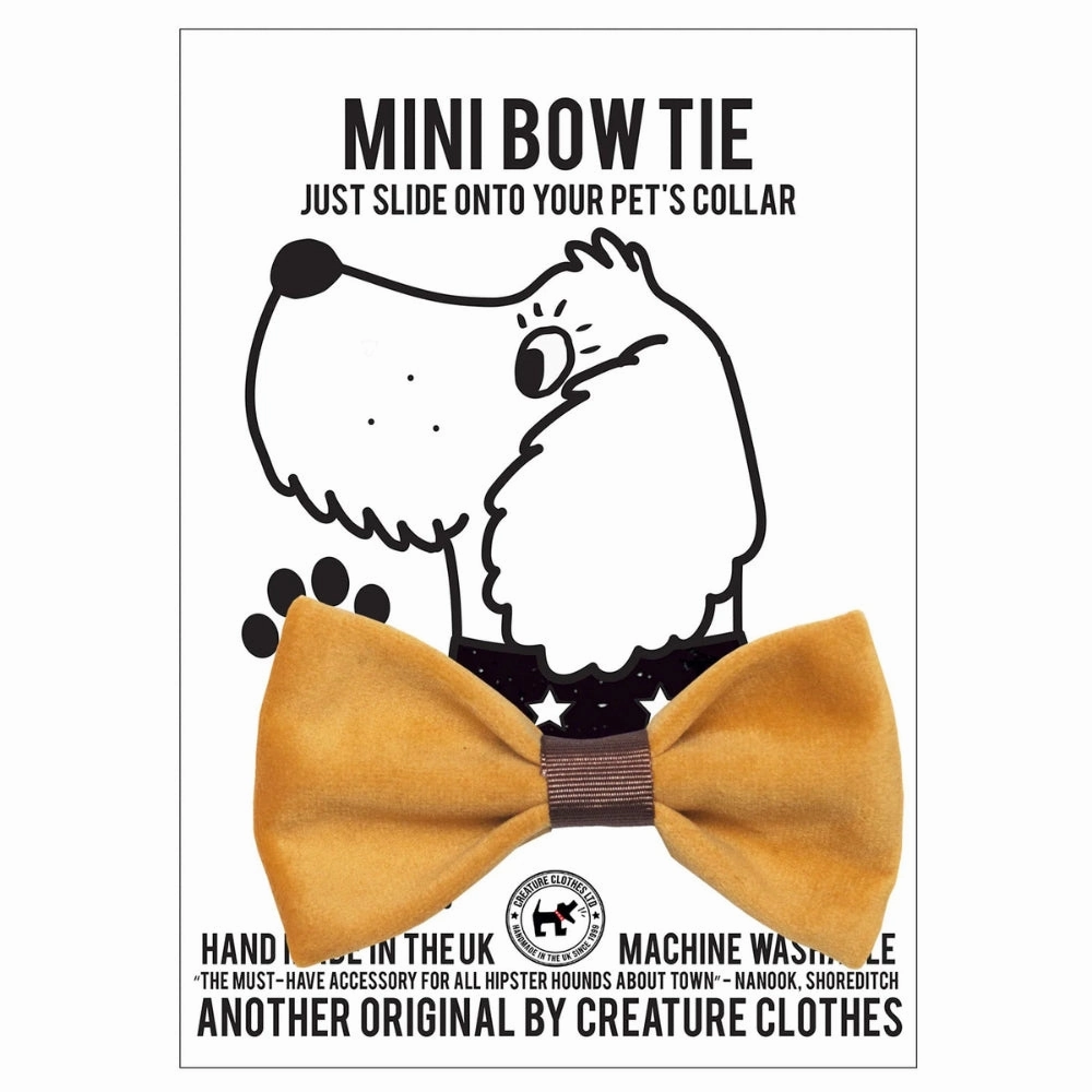 Mustard Velvet Dog Bow Tie