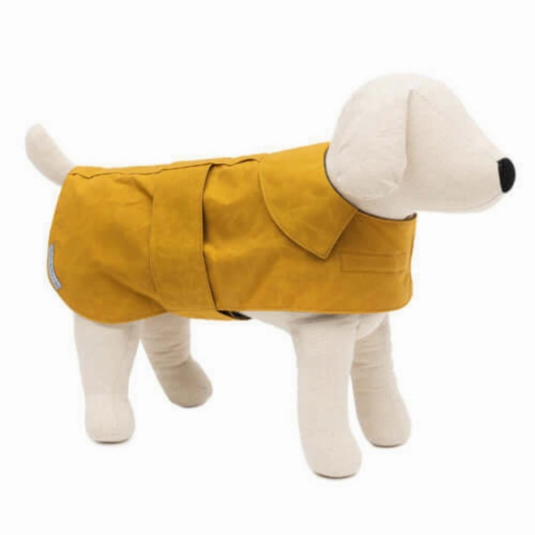 Mustard Waxed Waterproof Dog Coat