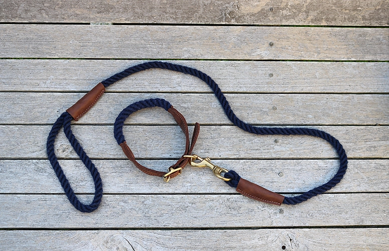 Navy Blue 100% British Wool Dog Collar