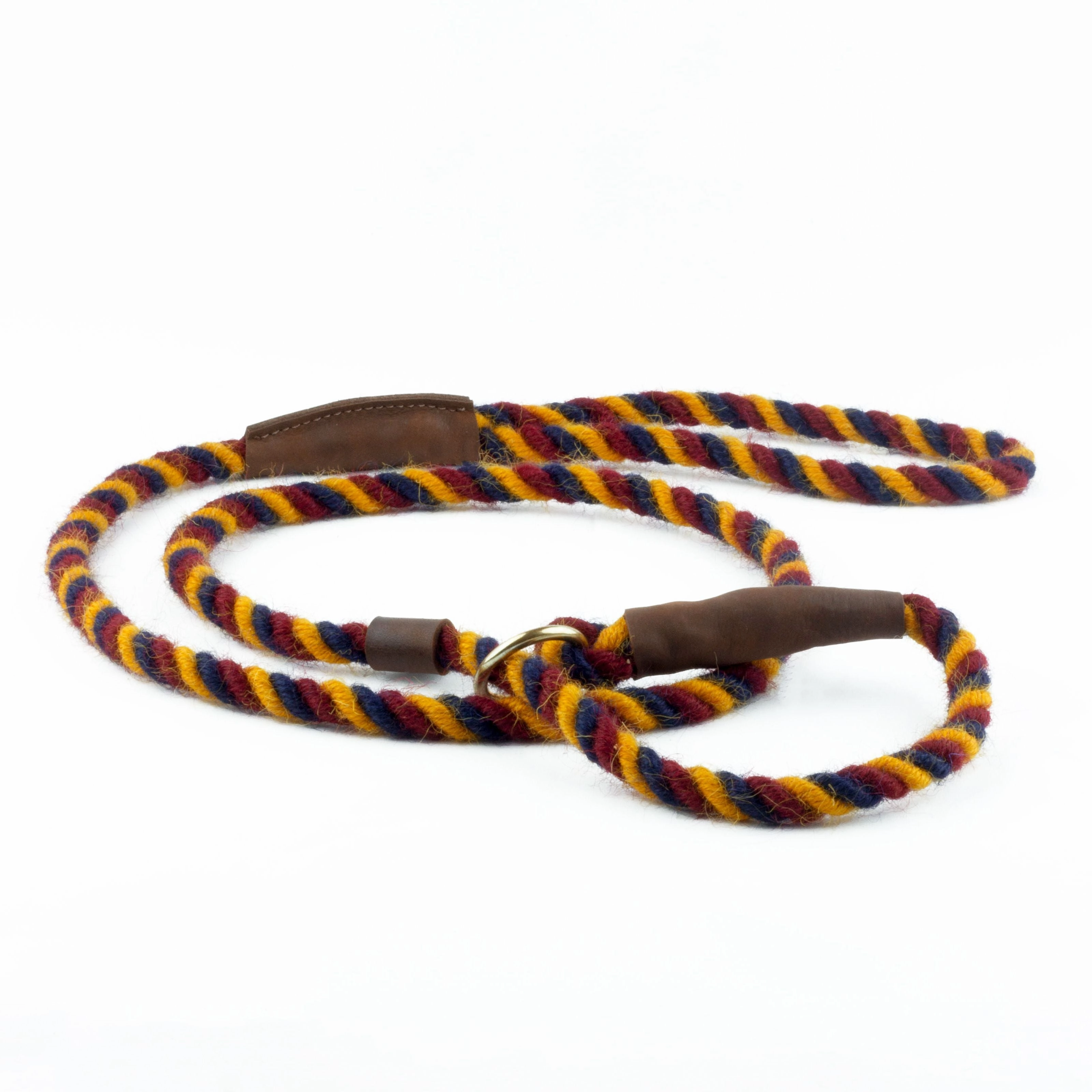 Navy, Burgundy and Yellow 100% British Wool Dog Collar