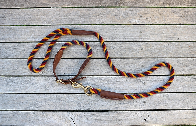 Navy, Burgundy and Yellow 100% British Wool Dog Collar