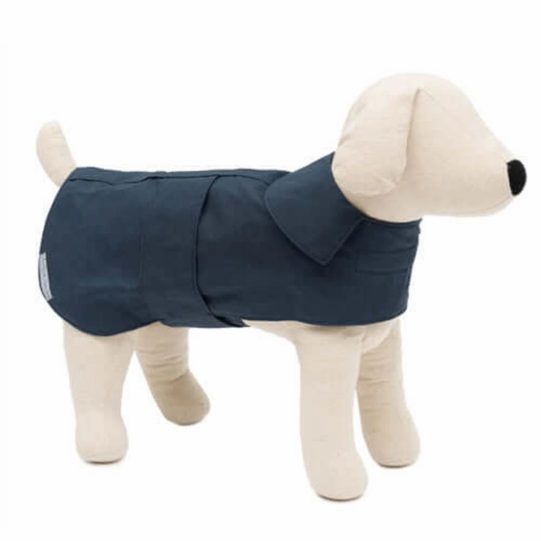 Navy Waxed Waterproof Dog Coat