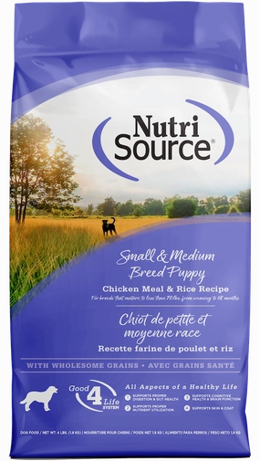 NutriSource Small & Medium Breed Puppy Chicken & Rice Dry Dog Food 4lb