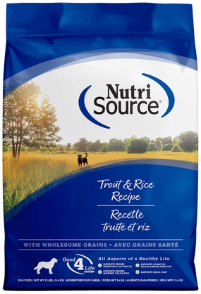 NutriSource Trout & Rice Dry Dog Food 12lb
