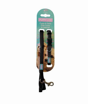 Nylon Black Puppy Collar And Lead Set by Hem And Boo