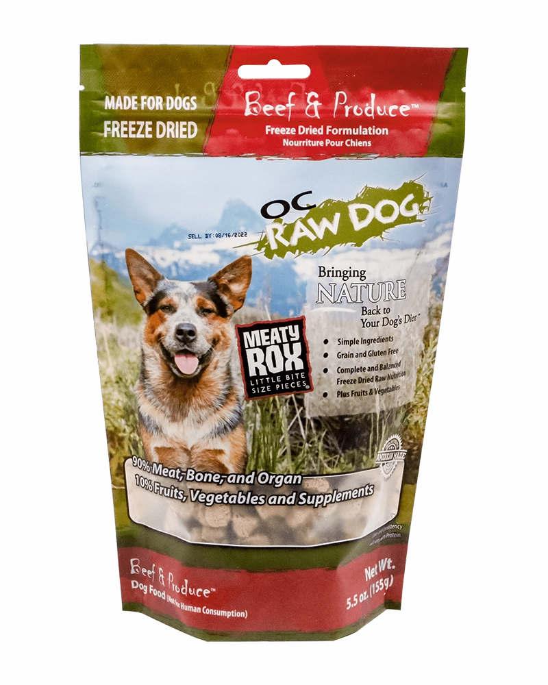 OC Raw Freeze-Dried Beef & Produce Rox for Dogs 5.5oz