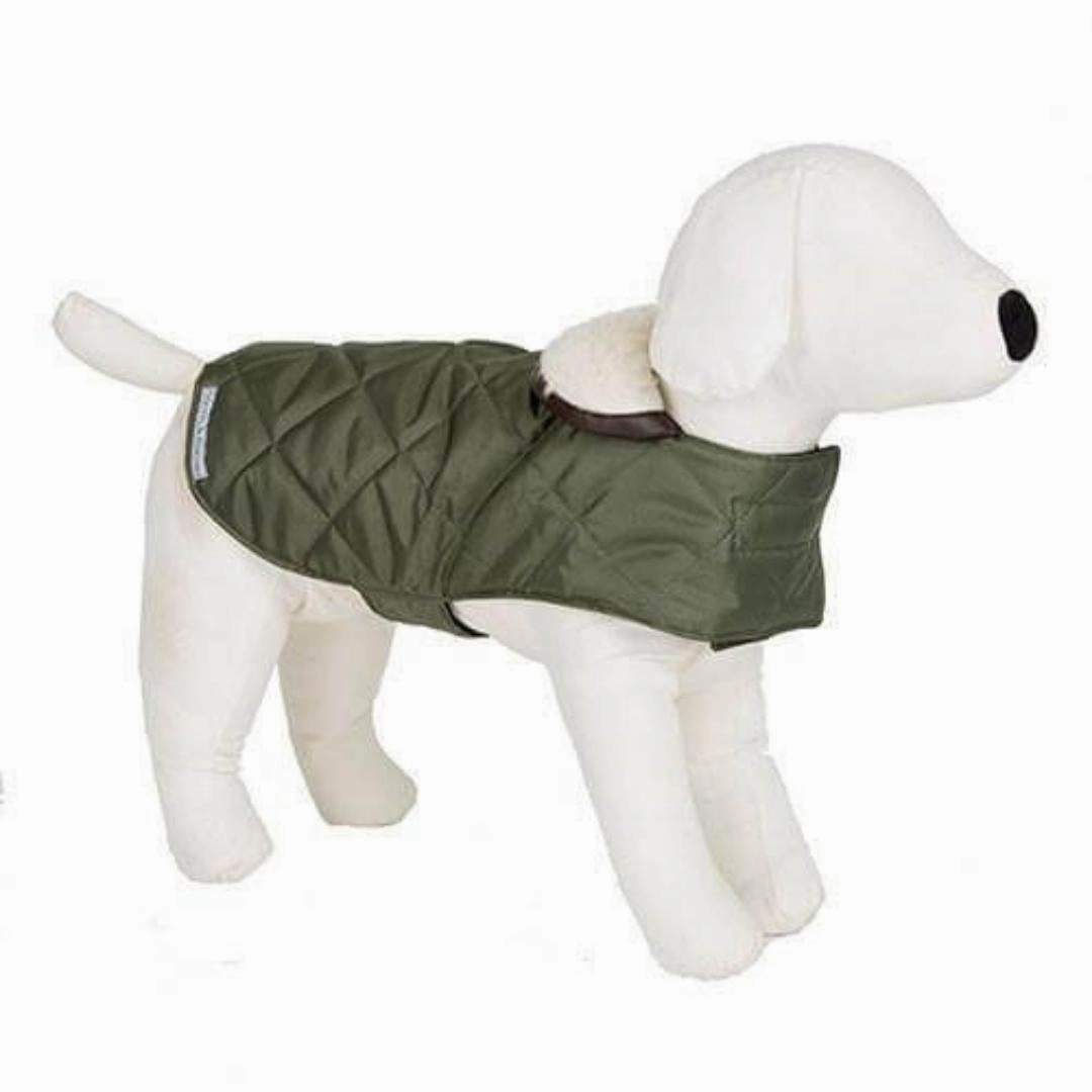 Olive Quilted Waterproof Dog Coat