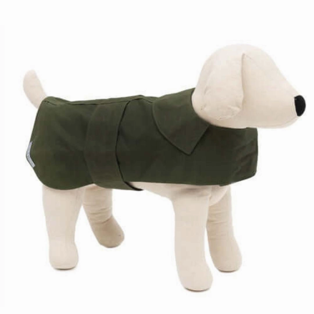 Olive Waxed Waterproof Dog Coat