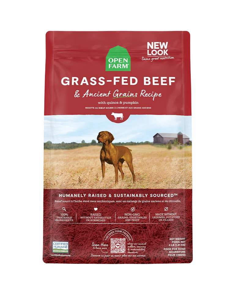 Open Farm Grass-Fed Beef & Ancient Grains Dry Dog Food 22lb