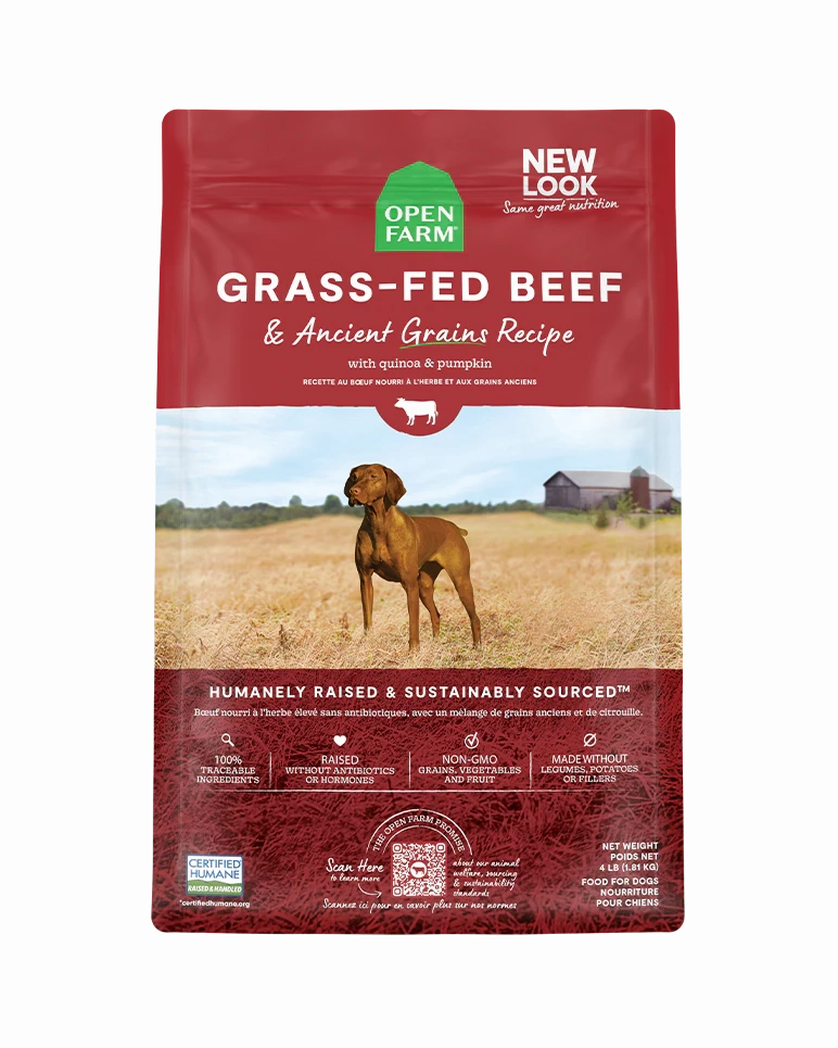 Open Farm Grass-Fed Beef & Ancient Grains Dry Dog Food 4lb