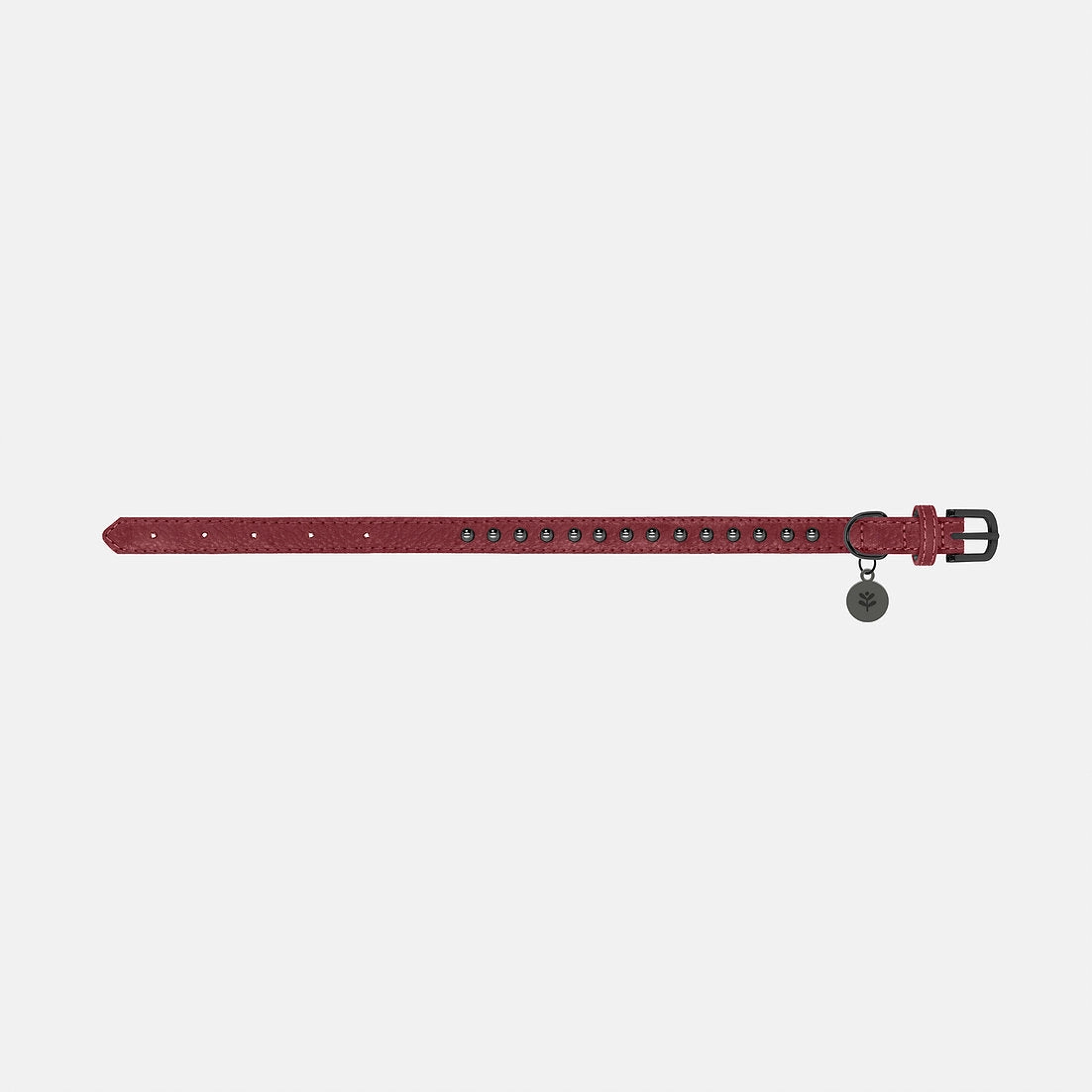 Oxblood Studded Dog Collar