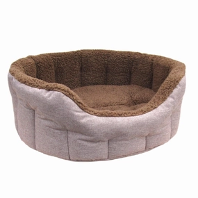 P&L Light Brown With Mushroom Fleece Oval Dog Bed