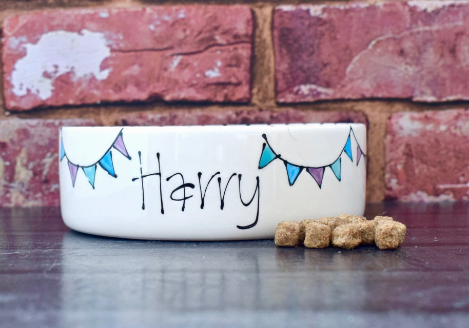 Personalised Bunting Design Dog Bowls