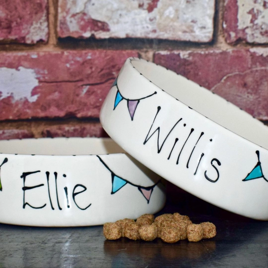 Personalised Bunting Design Dog Bowls