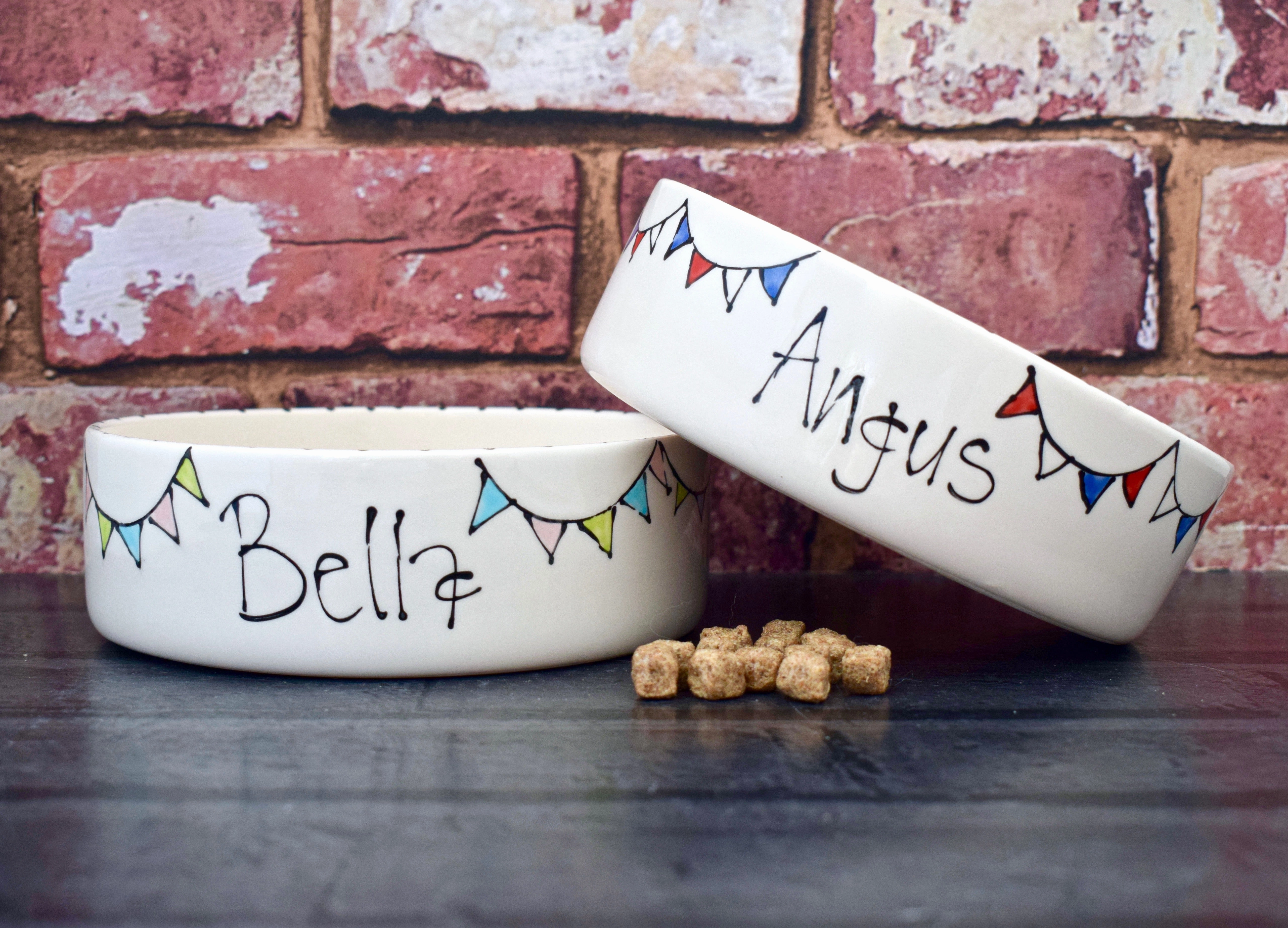Personalised Bunting Design Dog Bowls