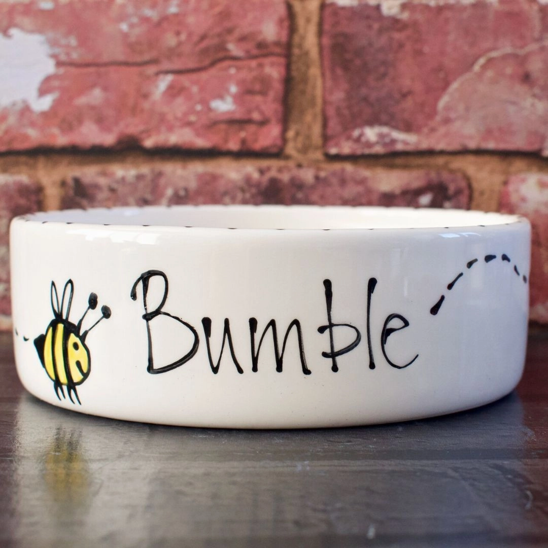 Personalised Busy Bee Dog Bowls