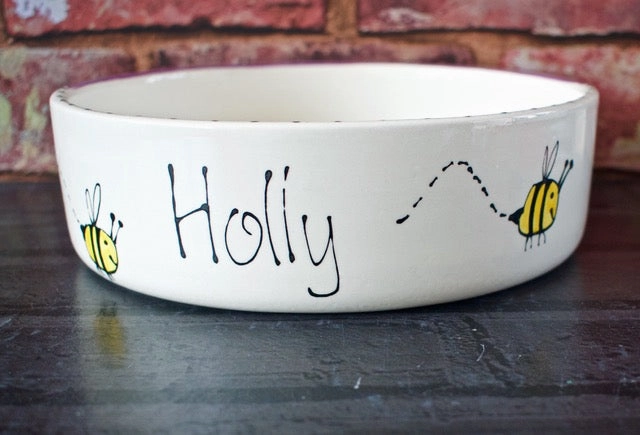 Personalised Busy Bee Dog Bowls