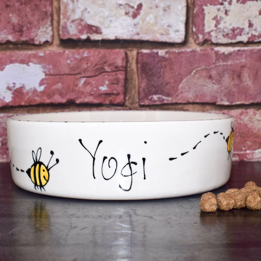 Personalised Busy Bee Dog Bowls
