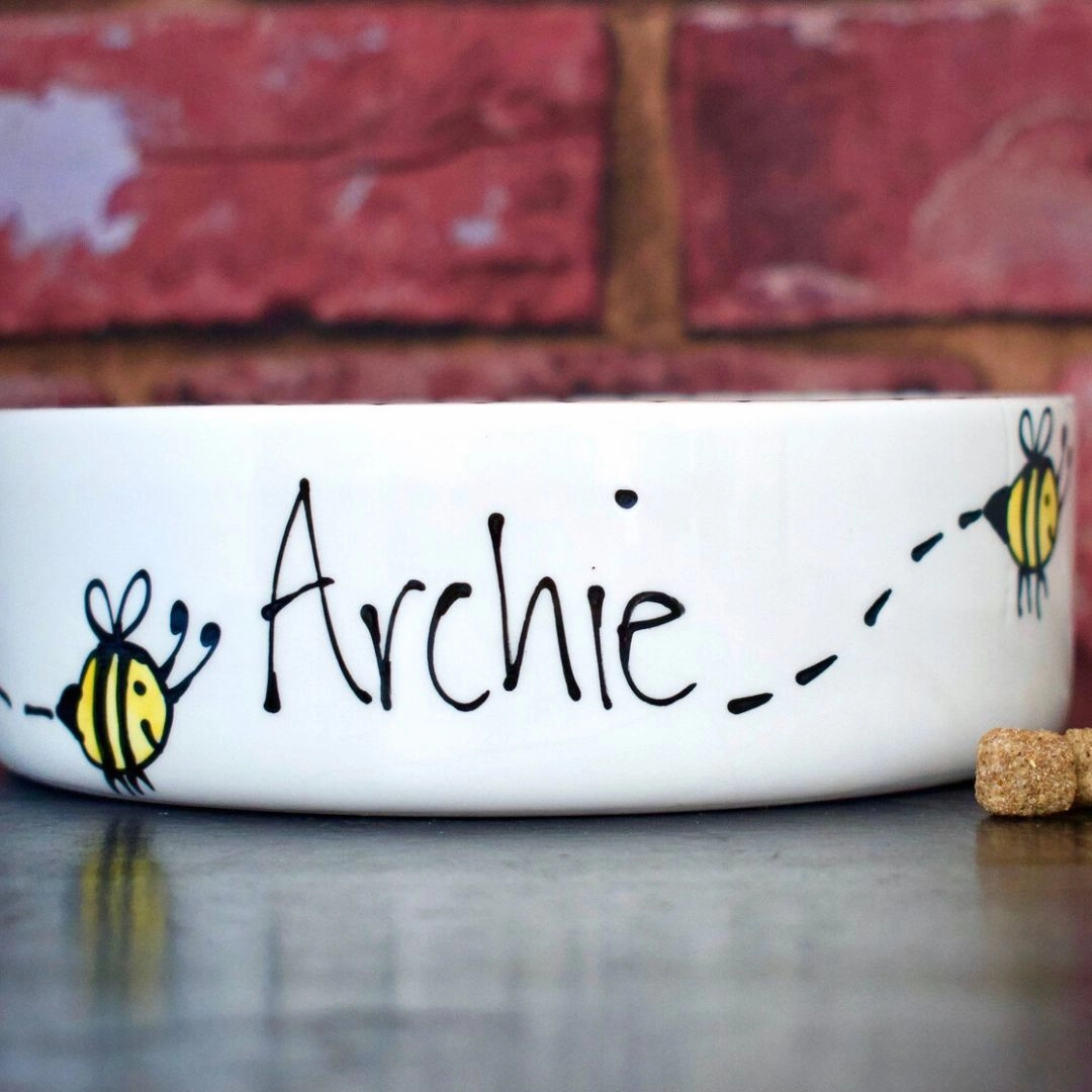 Personalised Busy Bee Dog Bowls