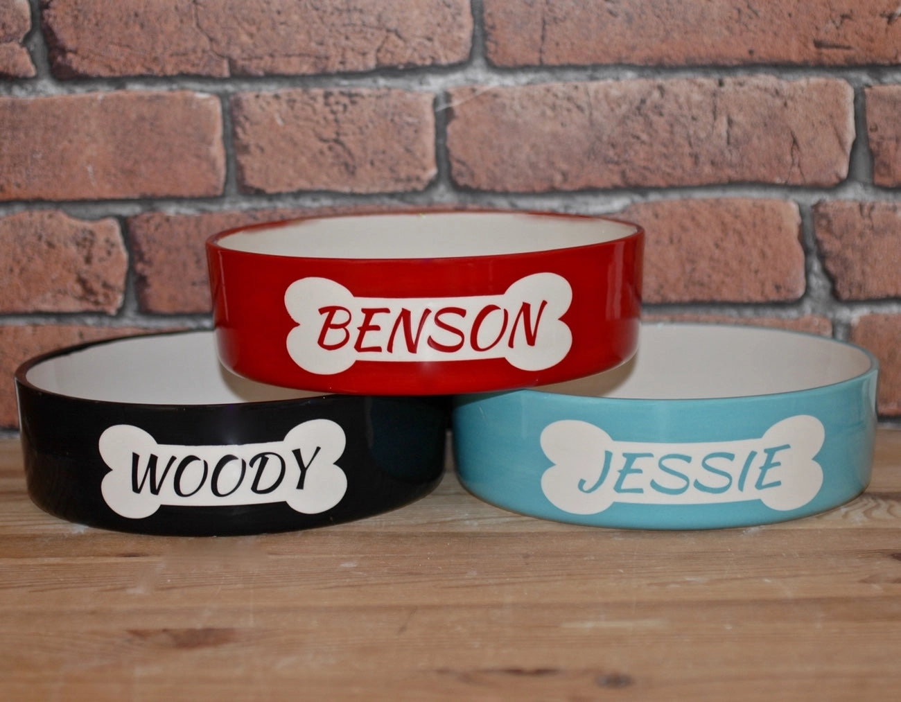 Personalised Ceramic Bone Design Dog Bowls